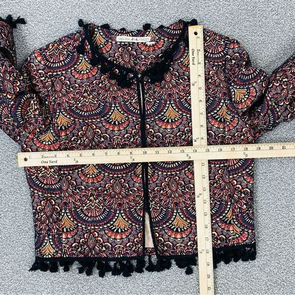 Chelsea & Violet Boho Brocade Jacquard Tassel Trim Crop Jacket Small - Picture 12 of 14
